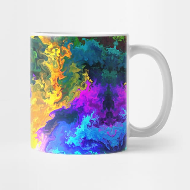 Psychedelic Hippie Square Pink Yellow Blue Red and Green by WormholeOrbital